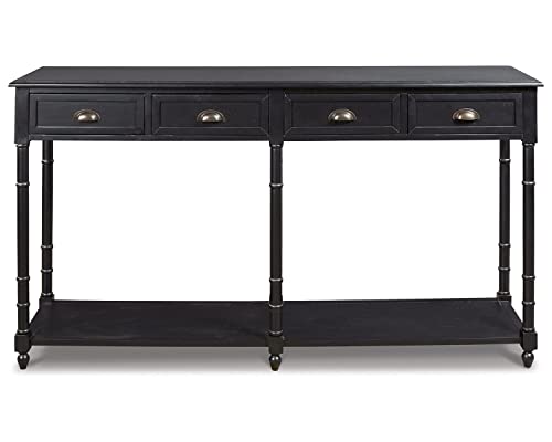 Signature Design by Ashley Eirdale Vintage Casual 4 Drawer Console Sofa Table, Black