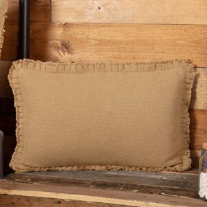vhc brands burlap solid color cotton farmhouse bedding 22x14 filled pillow, 14x22, natural tan