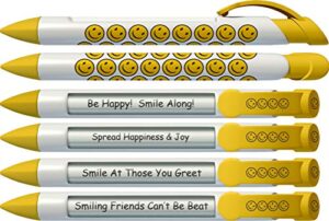 greeting pen smiley face rotating message 6 pen set (36573)