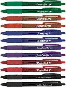 greeting pen christian inspirational translucent 12 pen set with 6 designs (46005)
