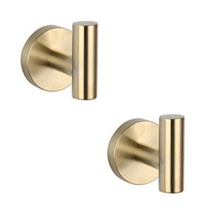 gerzwy bathroom brushed gold coat hook sus 304 stainless steel single towel/robe clothes hook for bath kitchen contemporary hotel style wall mounted 2 pack,ag1107b-bz