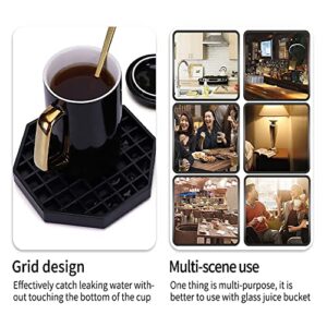 Octagon Coffee Drip Tray by Hard Black Plastic for Coffee Countertop (4" - 1 Pcs)