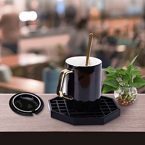 Octagon Coffee Drip Tray by Hard Black Plastic for Coffee Countertop (4" - 1 Pcs)