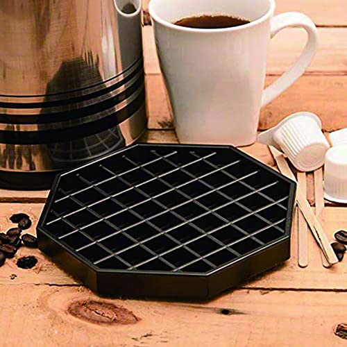 Octagon Coffee Drip Tray by Hard Black Plastic for Coffee Countertop (6" - 1 Pcs)