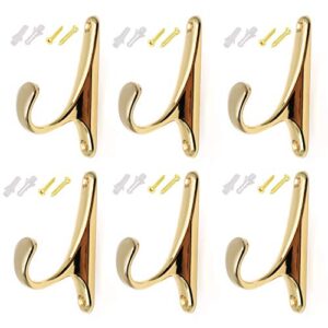 rannb gold hooks single coat hooks wall mounted single hook - 6pcs