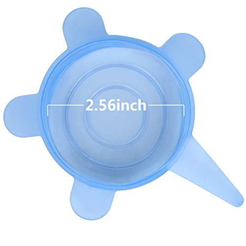 SLSON 6 Pack Pet Food Can Cover Stretchable 1 Fit 3 Universal Size Silicone Can Lids for Dog and Cat Food Can Blue