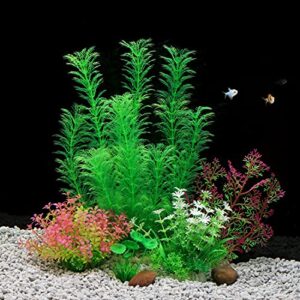 qumy aquarium plants artificial plastic fish tank plants decoration set for all fish 5 pcs