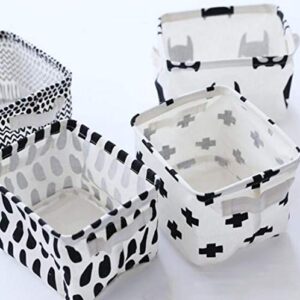 KRLIFCSL Storage Bins Foldable Geometric Storage Basket for Nursery, Kids Toys, Makeup, Small Items, Desktop Organization, Set of 4 (Black&White)