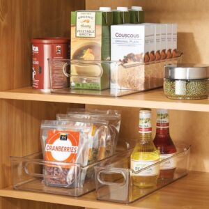 mDesign Small Plastic Kitchen Storage Container Bins with Handles -Organization in Pantry, Cabinet, Refrigerator or Freezer Shelves - Food Organizer for Fruit, Yogurt, Squeeze Pouches - Clear