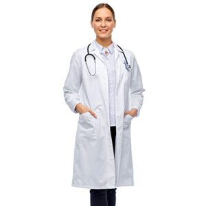 magnus care professional lab coat for women & men, white unisex labcoat, cotton poly medical doctor nurse med laboratory coat