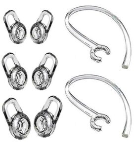 bllq repalcement sml 3 size ear tips & ear loop clip set compatible with plantronic m155 m165 m180 m55 m25 m90 explorer 500 headset, gel earbuds eartips 6pcs & earhooks earloop 2pcs [clear] (p3)