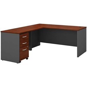 bbf series c 66w l shaped desk with drawers in hansen cherry - engineered wood