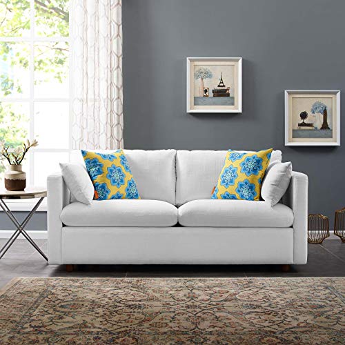 Modway EEI-3044 Activate Contemporary Modern Fabric Upholstered Apartment Sofa Couch In White