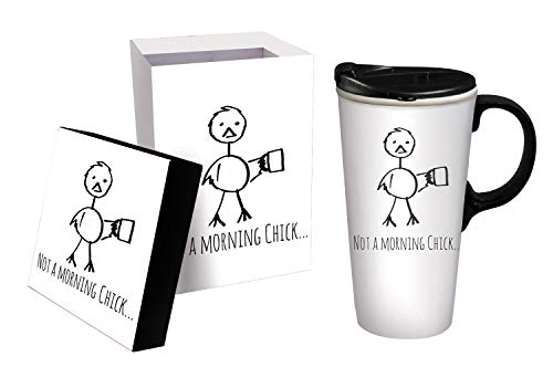 Not a Morning Chick Ceramic Travel Cup - 5 x 7 x 4 Inches