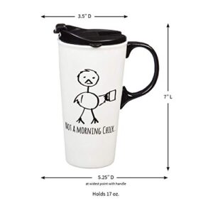 Not a Morning Chick Ceramic Travel Cup - 5 x 7 x 4 Inches