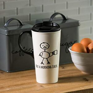 Not a Morning Chick Ceramic Travel Cup - 5 x 7 x 4 Inches