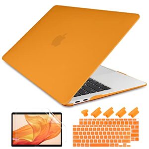 dongke compatible with macbook air 13 inch case 2021 2020 2019 2018 release model: m1 a2337 a2179 a1932, matte hard case cover for macbook air 13 inch with retina display touch id - orange