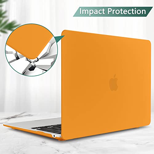 DONGKE Compatible with MacBook Air 13 inch Case 2021 2020 2019 2018 Release Model: M1 A2337 A2179 A1932, Matte Hard Case Cover for MacBook Air 13 inch with Retina Display Touch ID - Orange