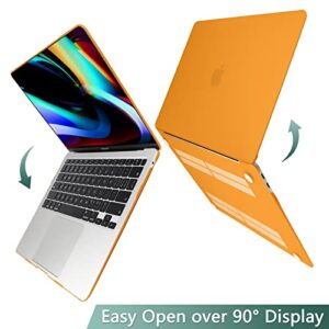 DONGKE Compatible with MacBook Air 13 inch Case 2021 2020 2019 2018 Release Model: M1 A2337 A2179 A1932, Matte Hard Case Cover for MacBook Air 13 inch with Retina Display Touch ID - Orange