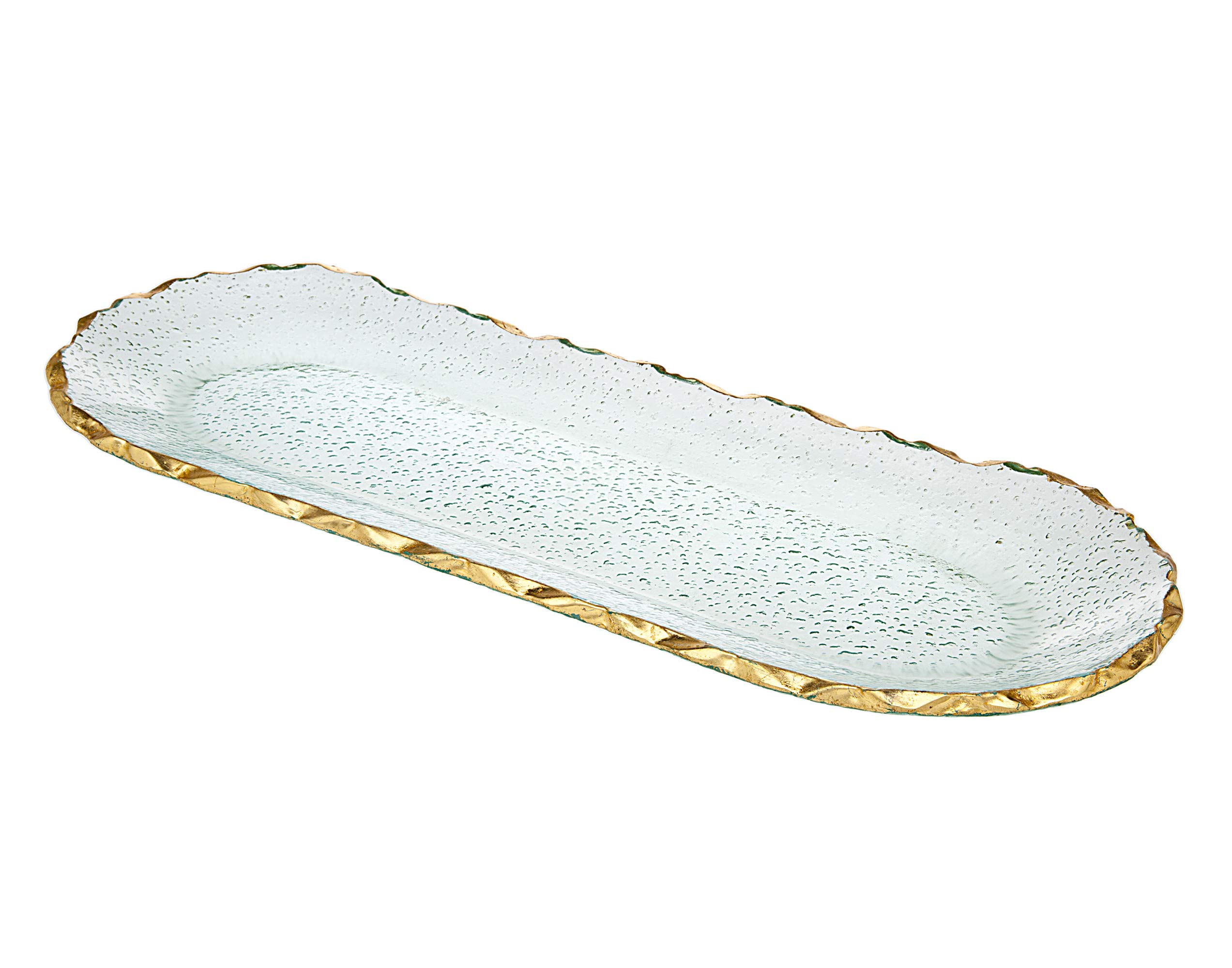 Godinger Harper Oval Serving Tray Platter - Gold Trimmed