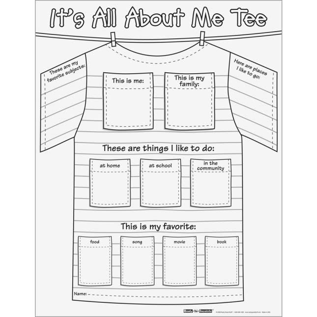 Really Good Stuff Ready-To-Decorate All About Me Tee Posters - 24 posters