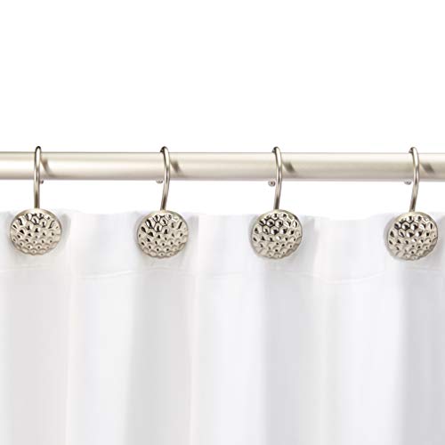 Amazon Basics Shower Curtain Hooks - Hammered Circle, Nickel