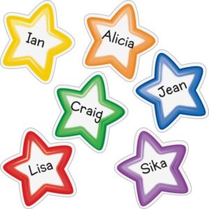 group-color student name star magnets - 6 colors