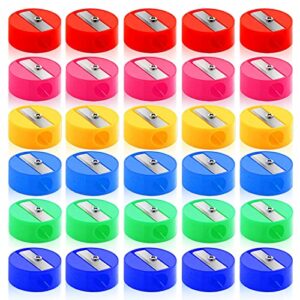 yexpress 144 pcs bulk round pencil sharpeners, colorful plastic manual sharpeners for office school supplies and gifts (multicolor)