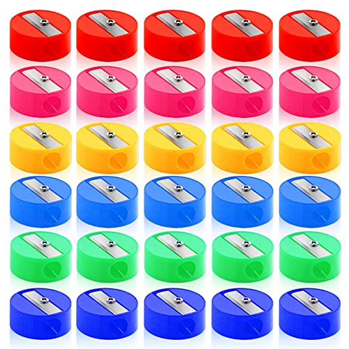 Yexpress 144 Pcs Bulk Round Pencil Sharpeners, Colorful Plastic Manual Sharpeners for Office School Supplies and Gifts (Multicolor)