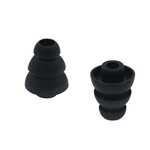 BLLQ 6 Pairs Replacement Triple Flange Conical Ear Tips Earbuds Eartips Silicone Buds for Most in Ear Headphones (Sony Senso Powerbeats Jaybird etc.) Black [S/M/L 3 Size] (3flange Tips 3)