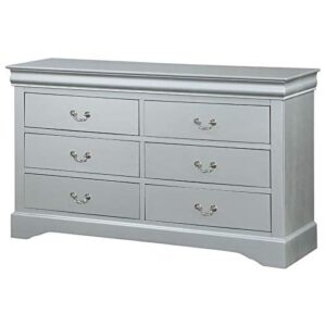 acme furniture dresser with 6 storage drawers, grey