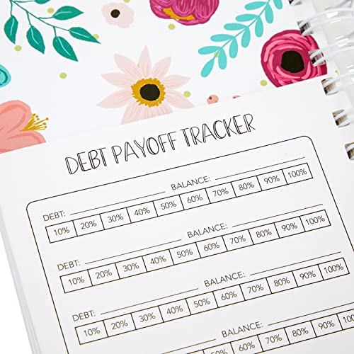 Floral Monthly Budget Planner, Bill Organizer with 24 Pockets, Debt Payoff Tracker, Payment Checklist (5 x 7 In)