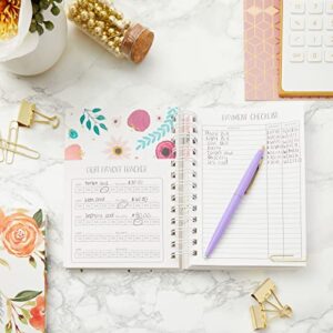 Floral Monthly Budget Planner, Bill Organizer with 24 Pockets, Debt Payoff Tracker, Payment Checklist (5 x 7 In)