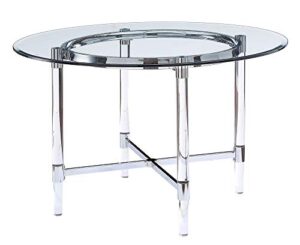 acme furniture dining table, chrome and clear glass