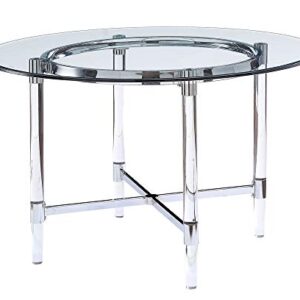 ACME Furniture Dining Table, Chrome and Clear Glass