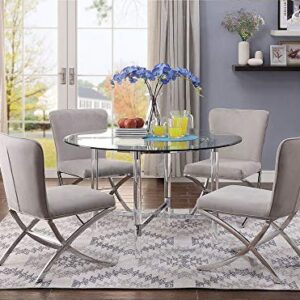 ACME Furniture Dining Table, Chrome and Clear Glass