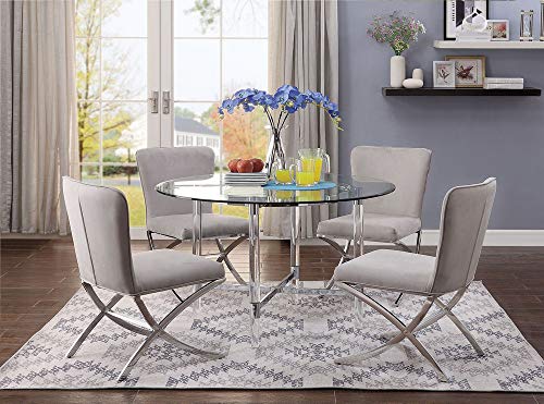 ACME Furniture Dining Table, Chrome and Clear Glass