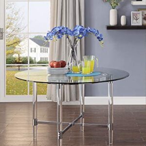 ACME Furniture Dining Table, Chrome and Clear Glass