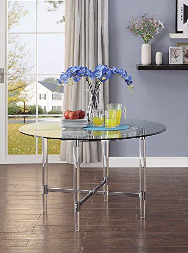 ACME Furniture Dining Table, Chrome and Clear Glass