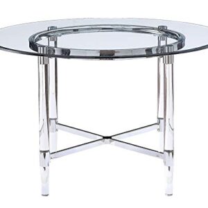 ACME Furniture Dining Table, Chrome and Clear Glass