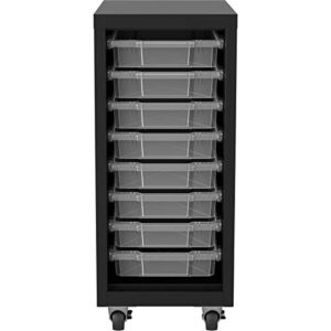 Lorell Pull-out Bins Mobile Storage Tower, Black/Clear