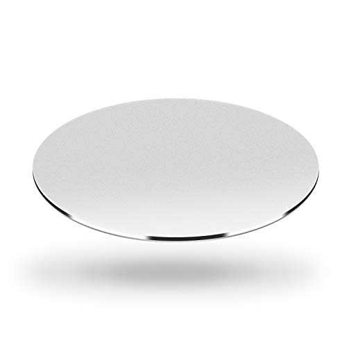 DSKKWS Metal Aluminum Mouse Pad, Office Thin Hard Mouse Mat Leather Surface Double Side Precision Silver and Black Mouse Pads for Fast and Accurate Control(Round)