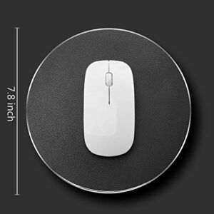 DSKKWS Metal Aluminum Mouse Pad, Office Thin Hard Mouse Mat Leather Surface Double Side Precision Silver and Black Mouse Pads for Fast and Accurate Control(Round)