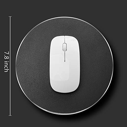 DSKKWS Metal Aluminum Mouse Pad, Office Thin Hard Mouse Mat Leather Surface Double Side Precision Silver and Black Mouse Pads for Fast and Accurate Control(Round)