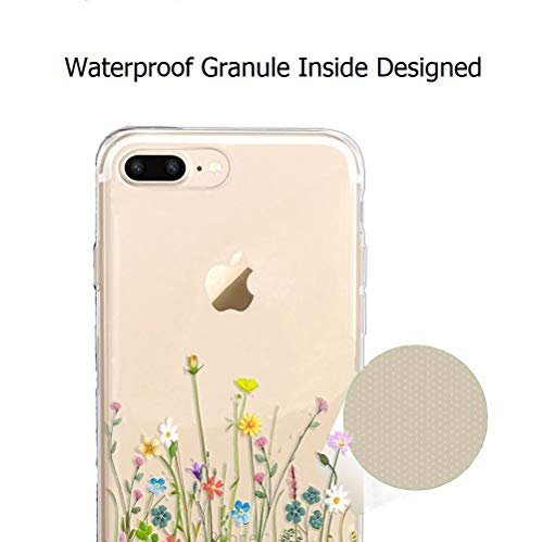 Unov Case Compatible with iPhone 8 Plus iPhone 7 Plus Case Clear with Design Embossed Pattern TPU Soft Bumper Shock Absorption Slim Protective Case 5.5 Inch (Flower Bouquet)