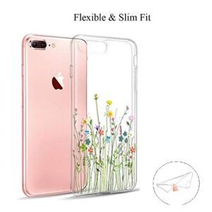 Unov Case Compatible with iPhone 8 Plus iPhone 7 Plus Case Clear with Design Embossed Pattern TPU Soft Bumper Shock Absorption Slim Protective Case 5.5 Inch (Flower Bouquet)