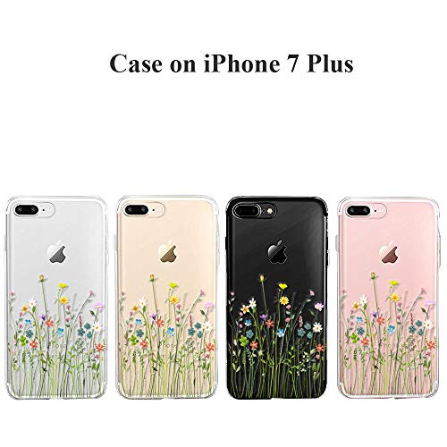 Unov Case Compatible with iPhone 8 Plus iPhone 7 Plus Case Clear with Design Embossed Pattern TPU Soft Bumper Shock Absorption Slim Protective Case 5.5 Inch (Flower Bouquet)