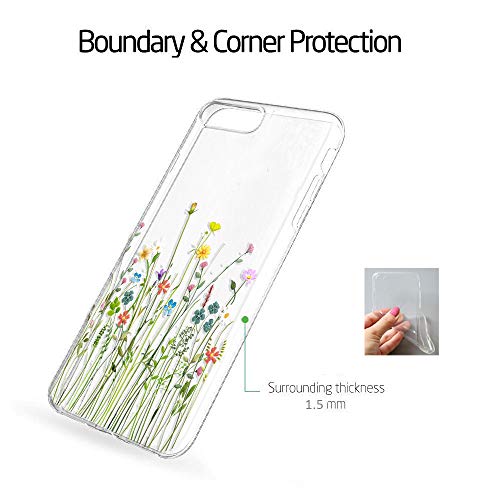 Unov Case for iPhone SE (2022) iPhone SE (2020) iPhone 8 iPhone 7 Case Clear with Design Embossed Floral Pattern TPU Soft Bumper Shock Absorption Slim Protective 4.7 Inch (Flower Bouquet)