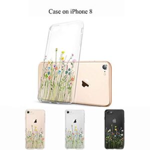 Unov Case for iPhone SE (2022) iPhone SE (2020) iPhone 8 iPhone 7 Case Clear with Design Embossed Floral Pattern TPU Soft Bumper Shock Absorption Slim Protective 4.7 Inch (Flower Bouquet)