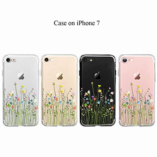 Unov Case for iPhone SE (2022) iPhone SE (2020) iPhone 8 iPhone 7 Case Clear with Design Embossed Floral Pattern TPU Soft Bumper Shock Absorption Slim Protective 4.7 Inch (Flower Bouquet)